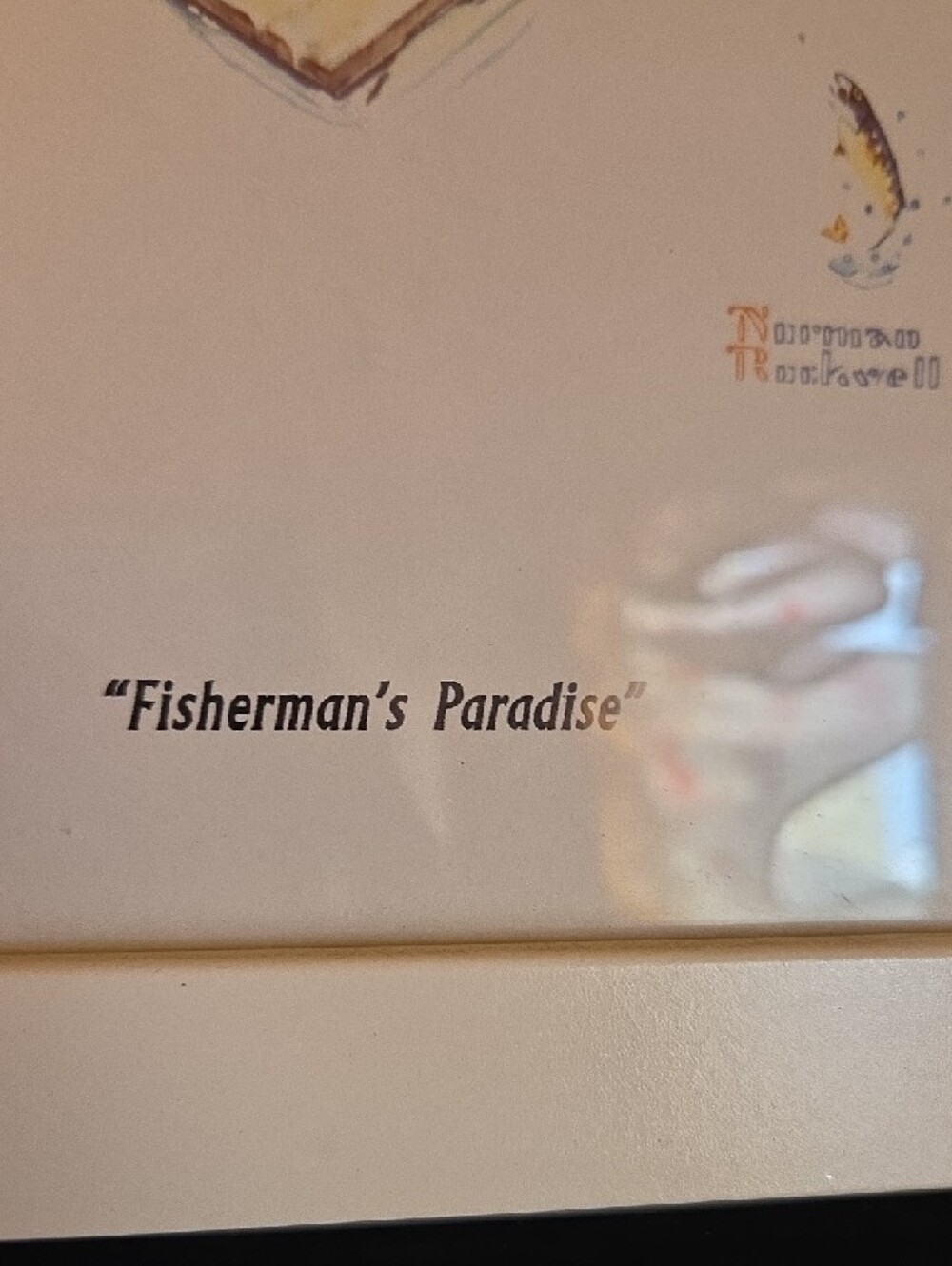White Framed 'Fisherman's Paradise' Wall Art by Norman Rockwell... - Picture 4 of 5